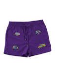 Load image into Gallery viewer, APRILO Embroidered Cars Purple Swimming Short | Large