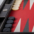 Load image into Gallery viewer, Handmade Burgundy Red Inlaid Leatherette Backgammon with Sideracks 48x30cm