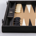 Load image into Gallery viewer, Handmade Mocha Brown Inlaid Leatherette Backgammon with Sideracks 48x30cm