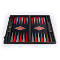 Load image into Gallery viewer, Handmade Black Oak with Silver Stripes Inlaid Backgammon with Red Burl - Grey points with Side racks