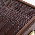 Load image into Gallery viewer, Handmade Crocodile Tote in Brown Leather Inlaid Leather Backgammon with Side racks 48x30cm