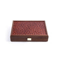Load image into Gallery viewer, Plastic coated playing cards in Brown Leather Ostrich tote wooden case 24x17cm
