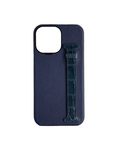 Load image into Gallery viewer, CONCEPTO Navy Exotic Crocodile Side Strap Case for iPhone 14 Pro Max Black Frame