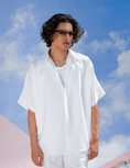 Load image into Gallery viewer, JUBB Satin-Feel Viscose or Lightweight Silk Blend Shirt Plain White Size- L