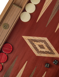 Load image into Gallery viewer, Handmade American Red Walnut Inlaid Backgammon with Walnut - Oak points with Side racks 48x30cm