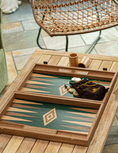 Load image into Gallery viewer, Handmade American Green Walnut Inlaid Backgammon with Walnut - Oak points with Side racks 48x30cm