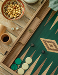 Load image into Gallery viewer, Handmade American Green Walnut Inlaid Backgammon with Walnut - Oak points with Side racks 48x30cm