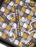Load image into Gallery viewer, Chess-Backgammon-Ludo-Snakes - Black - Ivory - Walnut replica wooden case