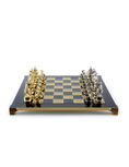 Load image into Gallery viewer, Medieval Knights Metal Chess set with Gold - Silver Chessmen - 44cm Chessboardn in Blue