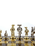Load image into Gallery viewer, MANOPOULOS Medieval Knights Metal Chess set with Gold - Silver Chessmen - 44cm Chessboardn in Brown