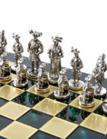 Load image into Gallery viewer, MANOPOULOS Medieval Knights Metal Chess set with Gold - Silver Chessmen - 44cm Chessboardn in Green