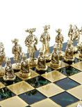 Load image into Gallery viewer, Medieval Knights Metal Chess set with Gold - Silver Chessmen - 44cm Chessboardn in Green