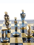 Load image into Gallery viewer, MANOPOULOS Cycladic Art Metal Chess set with Bronze - ?lue Chessmen from Solid Brass - 44cm Chessboard in Blue