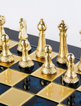 Load image into Gallery viewer, MANOPOULOS Classic Metal Staunton Chess set with Gold - Silver Chessmen - 44cm Chessboard in Blue