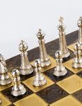 Load image into Gallery viewer, MANOPOULOS Classic Metal Staunton Chess set with Gold - Silver Chessmen - 44cm Chessboard in Brown