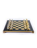 Load image into Gallery viewer, MANOPOULOS Classic Metal Staunton Chess set with Gold - Silver Chessmen - 44cm Chessboard in Green