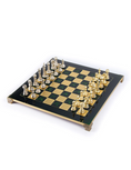 Load image into Gallery viewer, MANOPOULOS Classic Metal Staunton Chess set with Gold - Silver Chessmen - 44cm Chessboard in Green