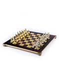 Load image into Gallery viewer, MANOPOULOS Classic Metal Staunton Chess set with Gold - Silver Chessmen - 44cm Chessboard in Red