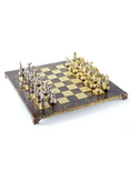 Load image into Gallery viewer, Discus Thrower Metal Chess set with Gold - Silver Chessmen - 36cm Chessboard in Brown