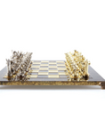 Load image into Gallery viewer, Discus Thrower Metal Chess set with Gold - Silver Chessmen - 36cm Chessboard in Brown