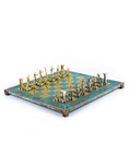 Load image into Gallery viewer, MANOPOULOS Minoan warrior Metal Chess set with Gold - Silver Chessmen - 36cm Chessboard in