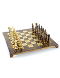 Load image into Gallery viewer, MANOPOULOS Renaissance Metal Chess set with Bronze - Gold Chessmen - 36cm Chessboard in Brown