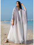 Load image into Gallery viewer, Ladies two pieces kaftan cotton Purple offwhite Free size