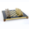 Load image into Gallery viewer, Archers Metal Chess set with Gold - silver Chessmen - 28cm Chessboard in Brown
