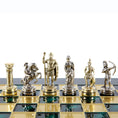 Load image into Gallery viewer, Archers Metal Chess set with Gold - silver Chessmen - 28cm Chessboard in Brown