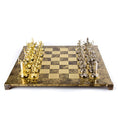 Load image into Gallery viewer, Greek Mythology Metal Chess set with Gold - Silver Chessmen - 54cm Chessboard in Brown