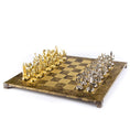Load image into Gallery viewer, Greek Mythology Metal Chess set with Gold - Silver Chessmen - 54cm Chessboard in Brown