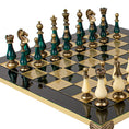 Load image into Gallery viewer, MANOPOULOS Metal Chess Set with Pearl/Metal Chessmen & 44cm Chessboard in Green