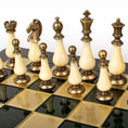 Load image into Gallery viewer, MANOPOULOS Metal Chess Set with Pearl/Metal Chessmen & 44cm Chessboard in Green