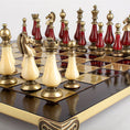Load image into Gallery viewer, Metal Chess set with Pearl-Metal Chessmen - 44cm Chessboard in Red