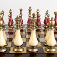 Load image into Gallery viewer, MANOPOULOS Metal Chess Set with Pearl/Metal Chessmen & 44cm Chessboard in Red