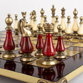 Load image into Gallery viewer, MANOPOULOS Metal Chess Set with Pearl/Metal Chessmen & 44cm Chessboard in Red