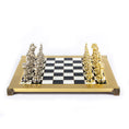 Load image into Gallery viewer, Renaissance Metal Chess set with Gold - Silver Chessmen - 36cm Chessboard in BLACK AND WHITE