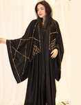 Load image into Gallery viewer, ALWAFRAH Black Silk Abaya with Hand Embroidery