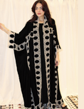 Load image into Gallery viewer, Black - white velvet abaya with dress