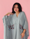 Load image into Gallery viewer, Summer Abya Light blue silk abaya