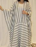 Load image into Gallery viewer, ALWAFRAH Grey linen Abaya with White Dress