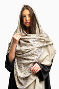 Load image into Gallery viewer, Pashmina Jaal Allover Dark Beige with Blue Embroidery