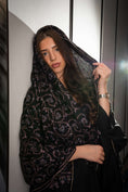 Load image into Gallery viewer, Pashmina Jaal Allover Black with Blue Embroidery