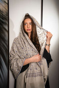 Load image into Gallery viewer, Pashmina Jaal Allover Dark Beige with Blue Embroidery