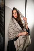 Load image into Gallery viewer, Pashmina Jaal Allover Dark Beige with Blue embroidery