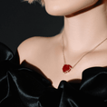 Load image into Gallery viewer, LINDEZA Carnelian heart shaped necklace made of sterling silver and 14K gold plating