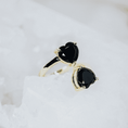 Load image into Gallery viewer, LINDEZA Black agate heart shaped ring made of sterling silver and 14K gold plating