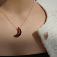 Load image into Gallery viewer, LINDEZA Carnelian moon shaped necklace made of sterling silver and 14K gold plating