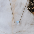 Load image into Gallery viewer, Sterling silver and 14K gold plated moonstone square shaped necklace
