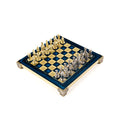 Load image into Gallery viewer, Byzantine Metal Chess set with Gold - Silver Chessmen - 20cm Chessboard in BLUE